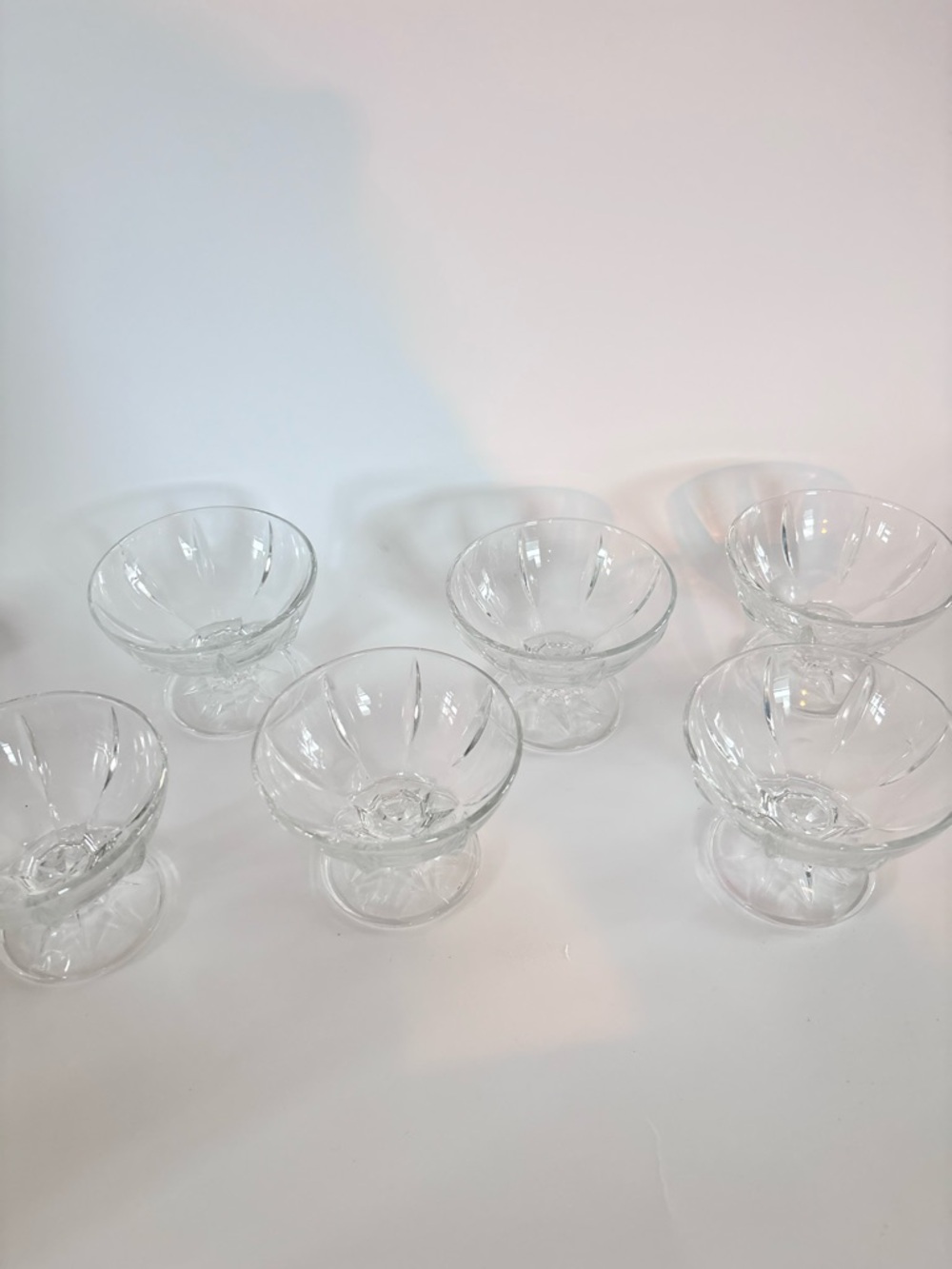 Vintage French Glass Dessert Cups Set for Entertaining Clear Pedestal